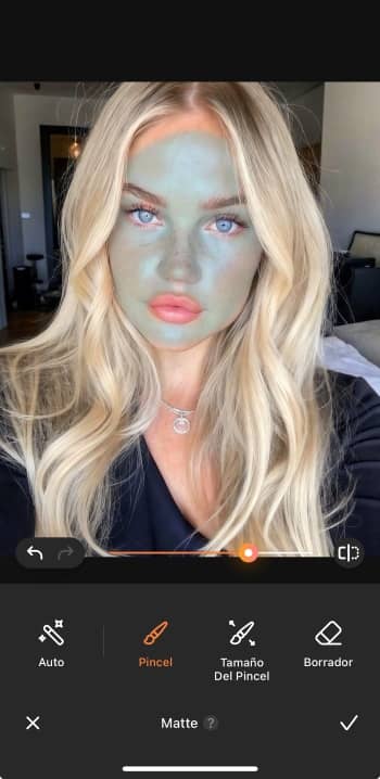 AirBrush App Screenshot ES - matte skin select the area
