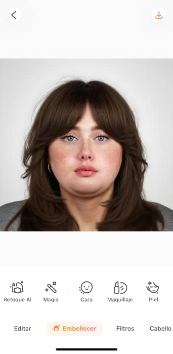 AirBrush App Screenshot ES - remove double chin upload image
