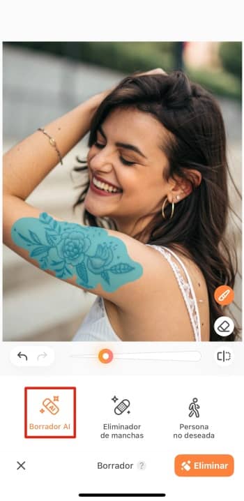 AirBrush App Screenshot ES - remove tattoo AI eraser