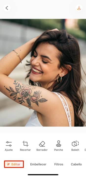 AirBrush App Screenshot ES - remove tattoo edit