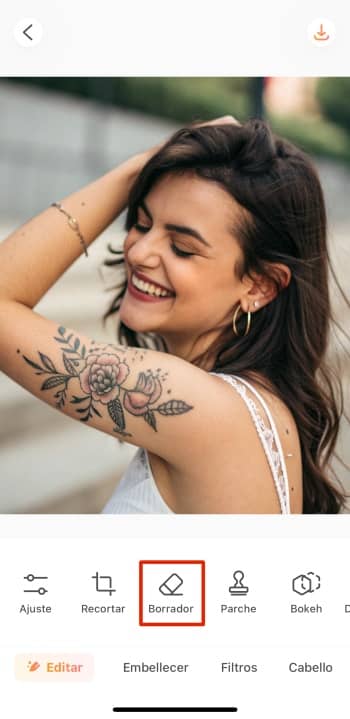 AirBrush App Screenshot ES - remove tattoo eraser