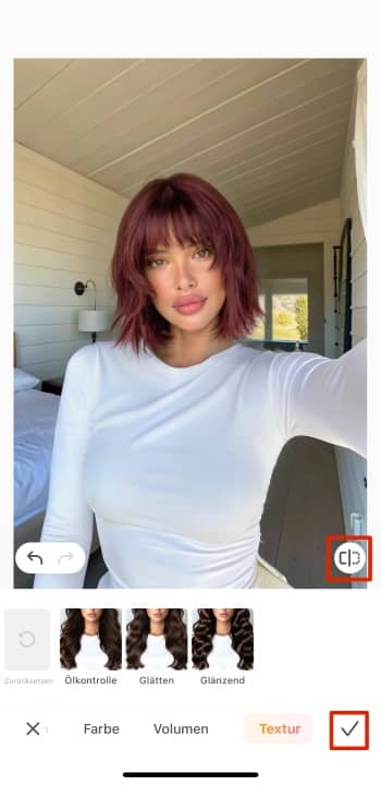 AirBrush App Screenshot GE - change hairstyle hair save result