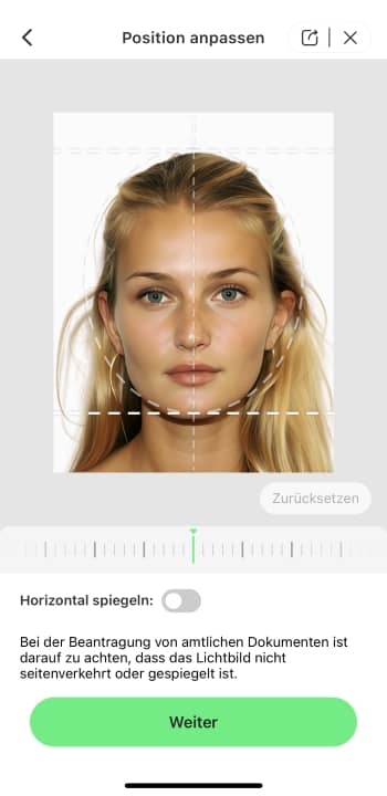 AirBrush App Screenshot GE - passport photo adjust the position