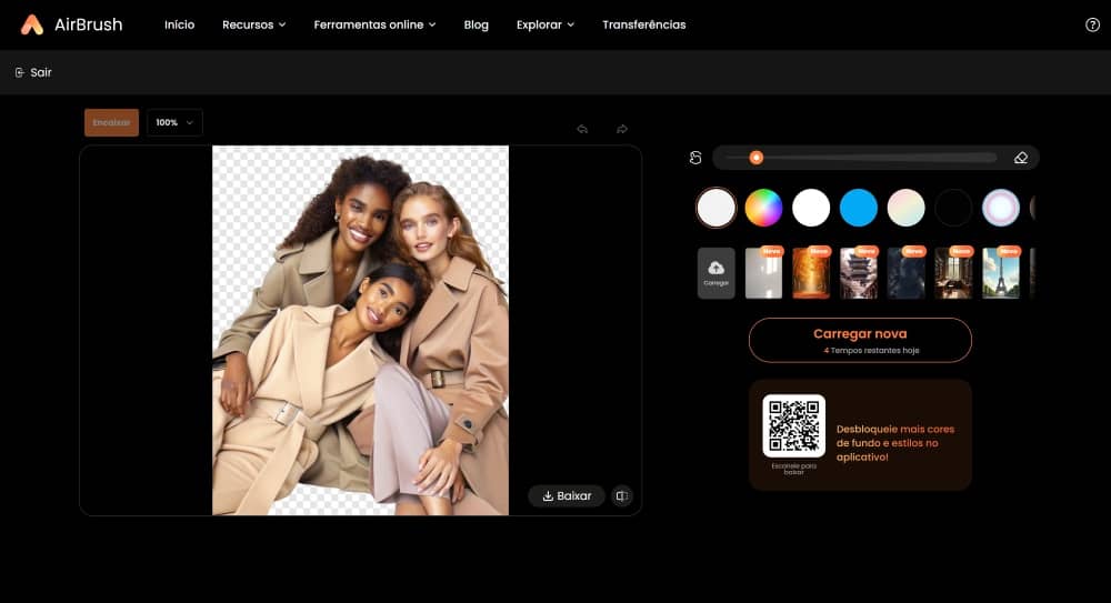 AirBrush Web Screenshot PT - remove background auto result