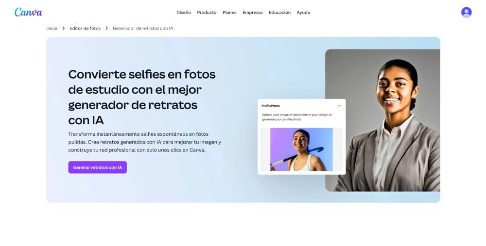 Canva Web Screenshot ES - CV photo