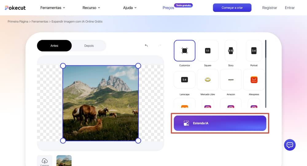Pokecut Web Screenshot PT - Image Extender 3