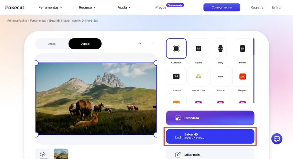 Pokecut Web Screenshot PT - Image Extender 4