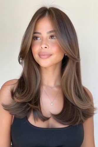 change hairstyle - example woman with layered haircut before