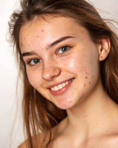 remove pimples - example of a girl with acne before