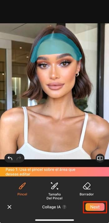 AirBrush App Screenshot ES - bangs filter draw the area next