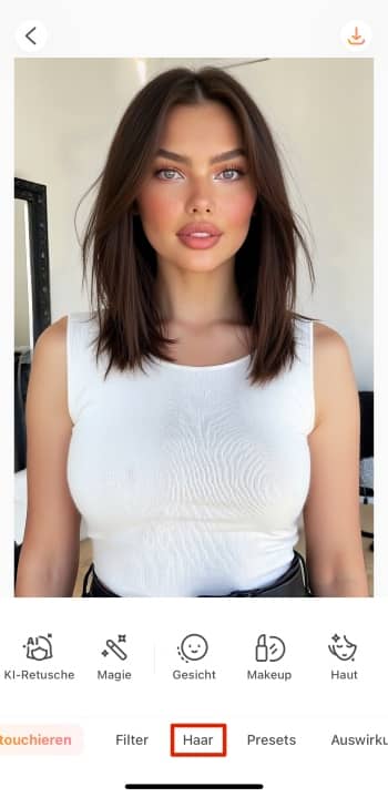 AirBrush Web Screenshot DE - bangs filter hair