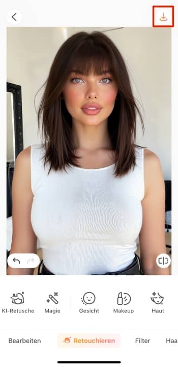 AirBrush Web Screenshot DE - bangs filter save