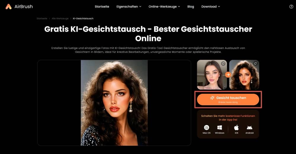 AirBrush Web Screenshot GE - Face Swap swap faces