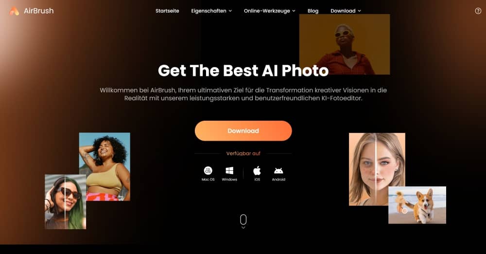 AirBrush Web Screenshot GE - main page