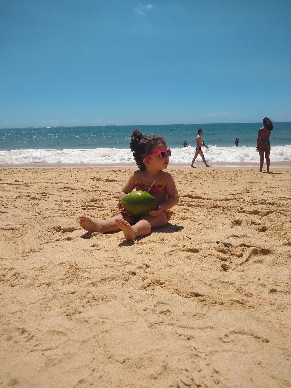 baby girl beach sunny day