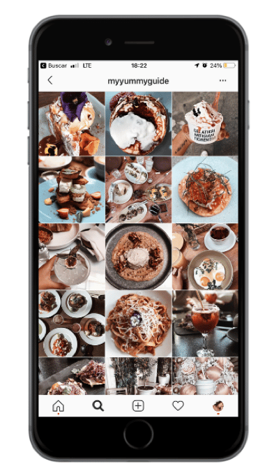 screenshot de una cuenta de instagram de comida