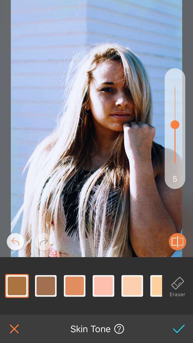 blonde woman with filter effect in front of white background