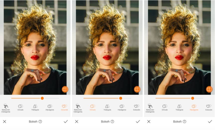 mujer antes y después de diferentes herramientas de AirBrush