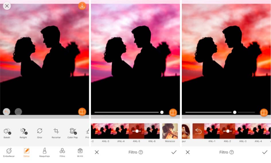pareja en un atardecer