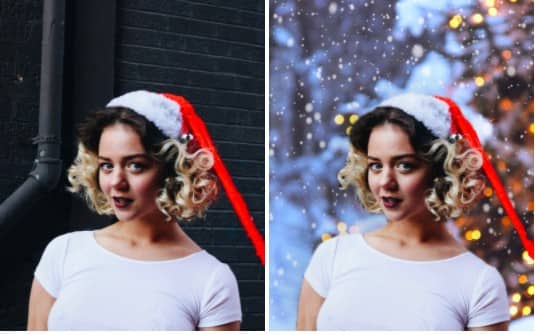 mujer con gorrito de Santa Claus