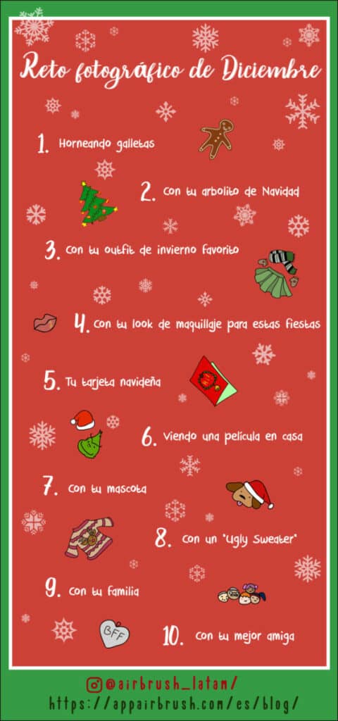 infografía de reto fotográfico de Navidad