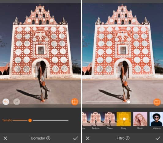 antes y después de usar filtros