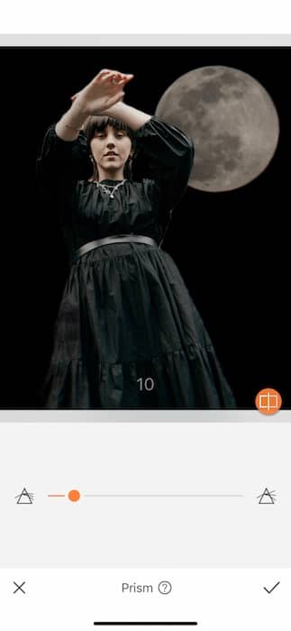 woman wearing a black dress standing in front of the moon