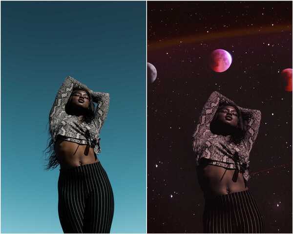 Foto original e foto editada pelo app AirBrush colocadas lado a lado