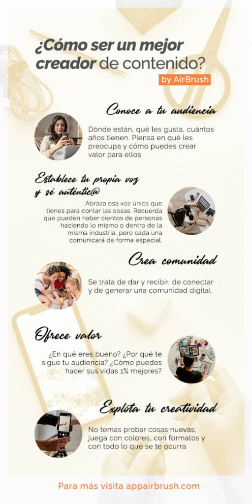 infografía que muestra cómo ser un mejor creador de contenido.