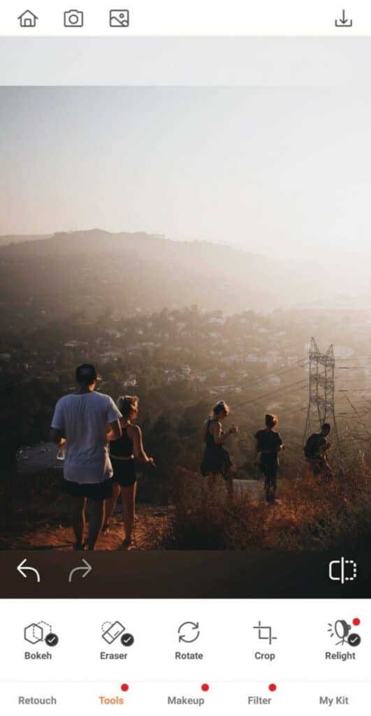 Photobomb edit of group of hikers on a mountain