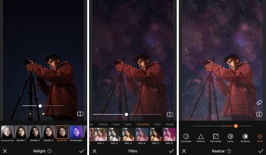 edición de fotos oscuras de noche