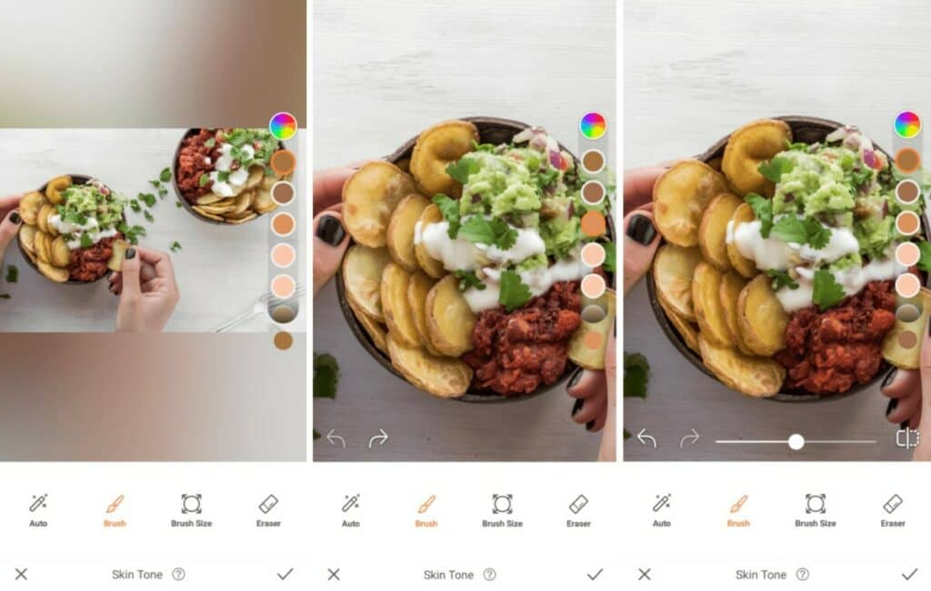 foodie photo edit with Skin Tone tool