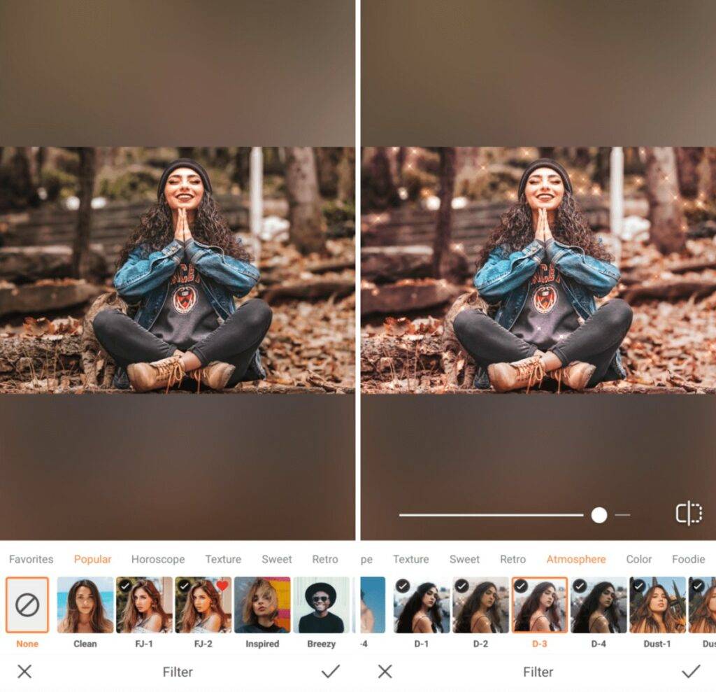 smiling woman sitting among fall leaves