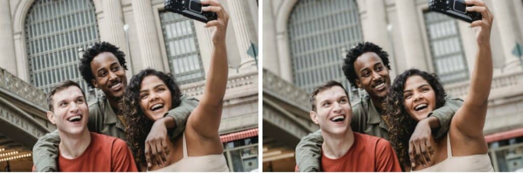 friends taking a selfie in the city