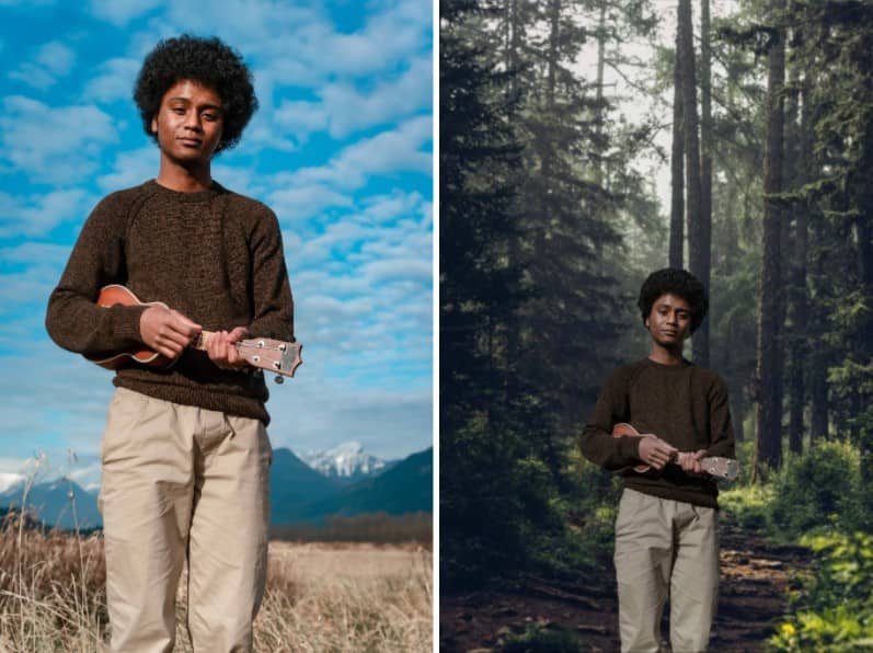 young man holding a ukulele