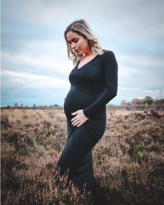 woman in black dress