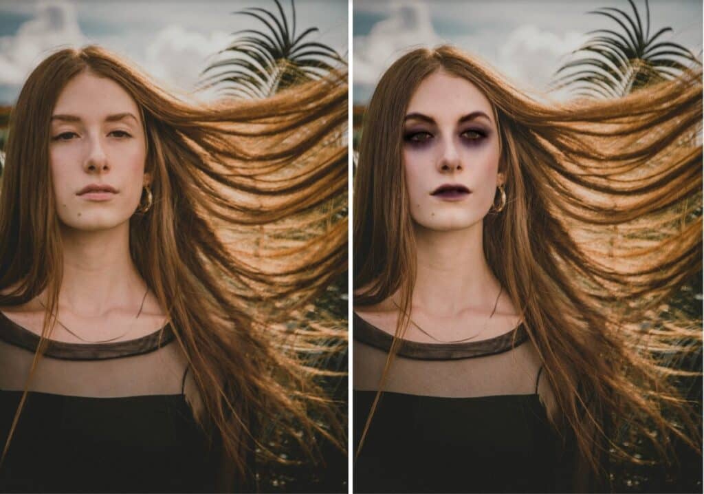 woman's hair blowing in the wind