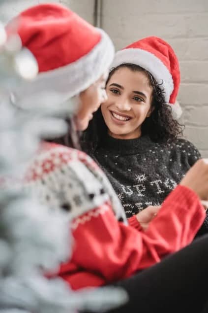 women in santa hats