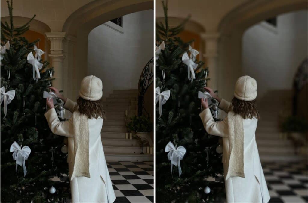 woman decorating tree