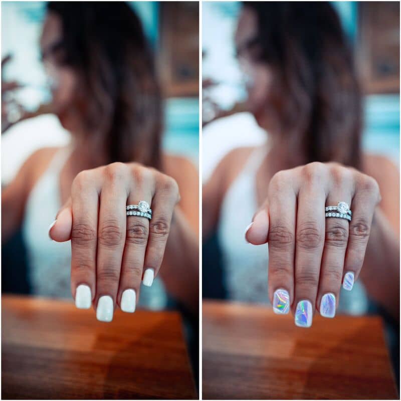 Edição de unhas para fotos de noivados