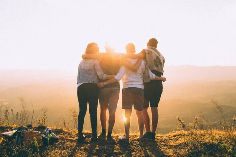 Friends looking at the sunset